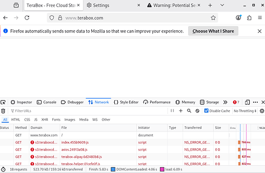 Firefox ESR 140.5.0 running on Tails also has the same problem